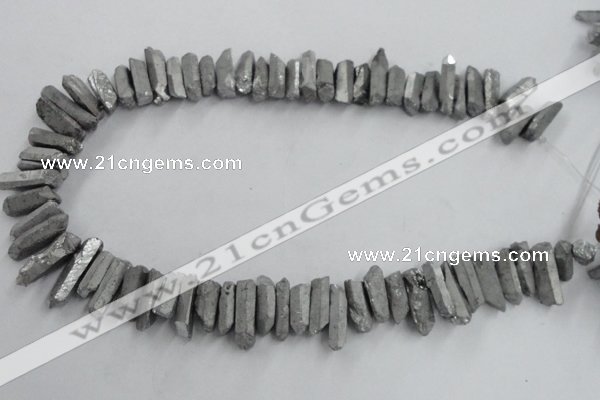 CTD910 Top drilled 5*15mm - 6*25mm wand plated quartz beads