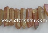 CTD911 Top drilled 5*15mm - 6*25mm wand plated quartz beads