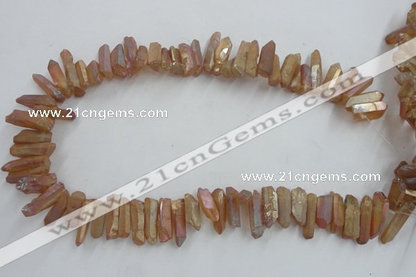 CTD911 Top drilled 5*15mm - 6*25mm wand plated quartz beads