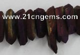 CTD912 Top drilled 5*15mm - 6*25mm wand plated quartz beads