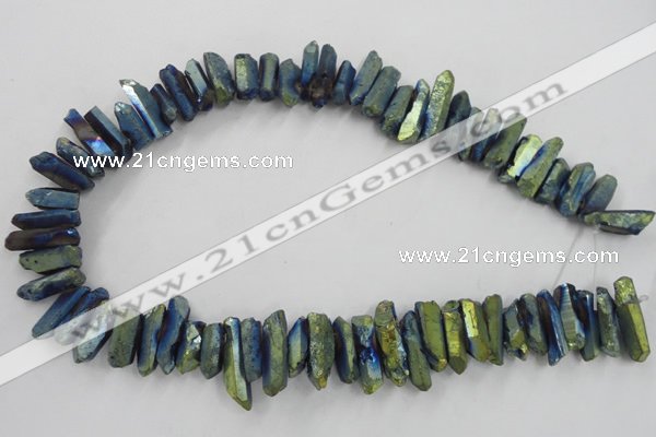 CTD914 Top drilled 5*15mm - 6*25mm wand plated quartz beads