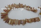 CTD917 Top drilled 6*25mm - 8*40mm wand plated quartz beads