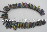 CTD919 Top drilled 6*25mm - 8*40mm wand plated quartz beads