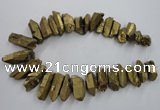 CTD924 Top drilled 15*20mm - 18*38mm wand plated quartz beads