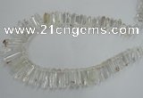 CTD935 Top drilled 6*15mm - 7*40mm wand AB grade white crystal beads