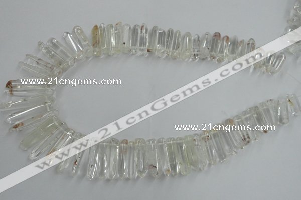 CTD935 Top drilled 6*15mm - 7*40mm wand AB grade white crystal beads