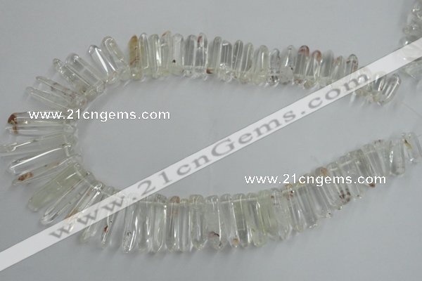 CTD935 Top drilled 6*15mm - 7*40mm wand AB grade white crystal beads