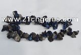 CTD945 Top drilled 10*15mm - 15*25mm nuggets plated druzy agate beads