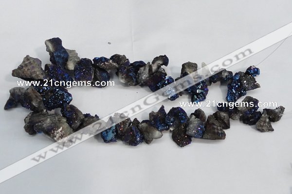 CTD945 Top drilled 10*15mm - 15*25mm nuggets plated druzy agate beads