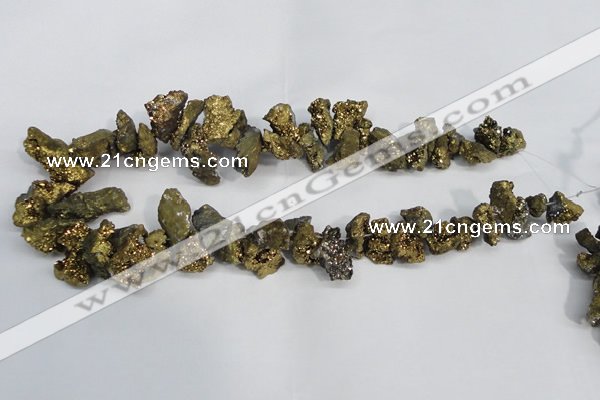 CTD946 Top drilled 10*15mm - 15*25mm nuggets plated druzy agate beads