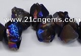 CTD948 Top drilled 8*10mm - 18*25mm faceted nuggets plated amethyst beads
