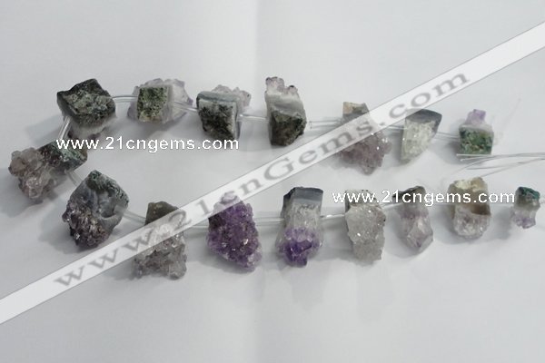 CTD954 Top drilled 15*25mm - 20*30mm nuggets druzy amethyst beads