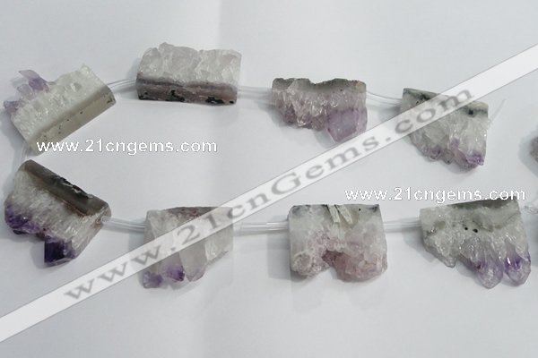 CTD955 Top drilled 25*35mm - 30*40mm freeform druzy amethyst beads