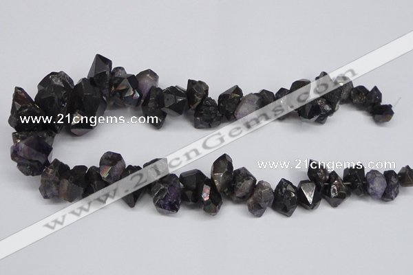 CTD956 Top drilled 8*10mm - 18*25mm faceted nuggets plated amethyst beads