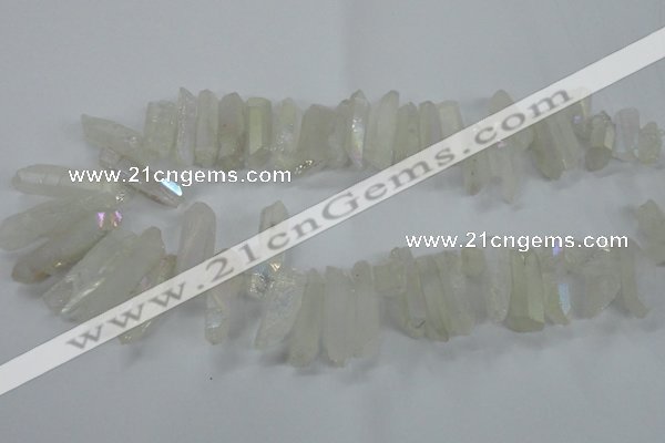 CTD957 Top drilled 8*20mm - 10*35mm nuggets AB-color white crystal beads