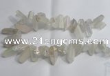 CTD958 Top drilled 10*20mm - 15*35mm nuggets AB-color white crystal beads