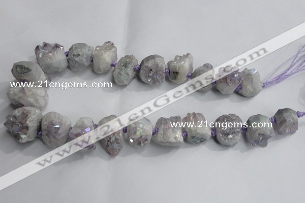 CTD989 Top drilled 15*20mm - 20*25mm nuggets plated druzy amethyst beads