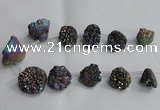 CTD993 Top drilled 12*15mm - 18*25mm nuggets plated druzy agate beads
