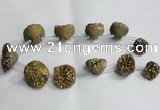 CTD994 Top drilled 12*15mm - 18*25mm nuggets plated druzy agate beads