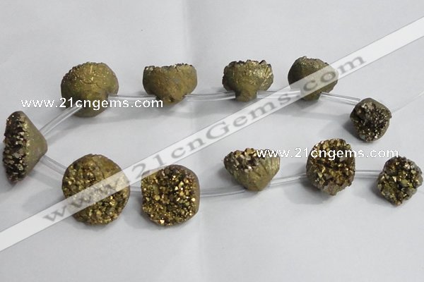 CTD994 Top drilled 12*15mm - 18*25mm nuggets plated druzy agate beads