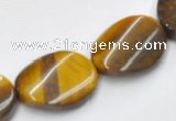 CTE04 twisted flat oval 15*20mm yellow tiger eye beads wholesale