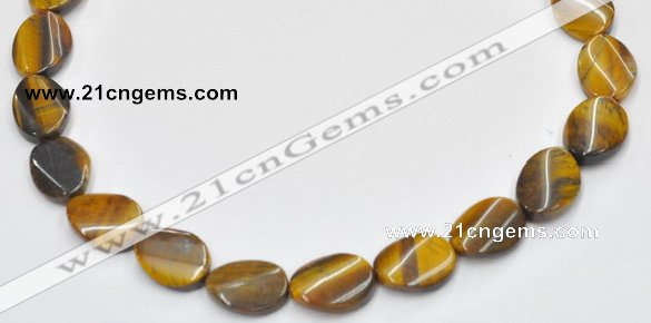 CTE04 twisted flat oval 15*20mm yellow tiger eye beads wholesale