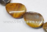 CTE05 15*30mm twisted flat oval yellow tiger eye beads wholesale