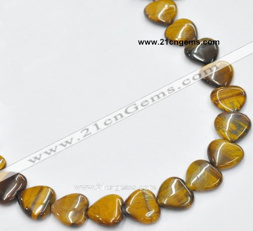 CTE06 15.5 inches 14mm heart yellow tiger eye beads wholesale