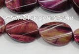 CTE1009 15.5 inches 18*25mm twisted oval dyed red tiger eye beads