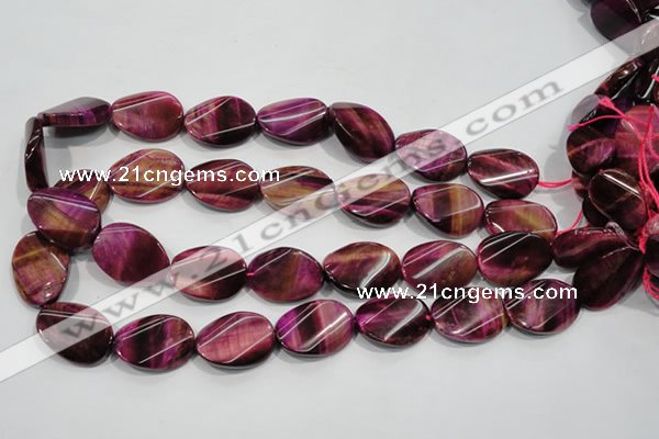 CTE1009 15.5 inches 18*25mm twisted oval dyed red tiger eye beads