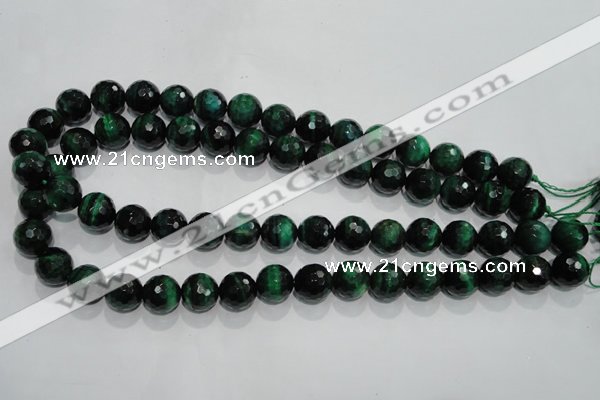 CTE1015 15.5 inches 12mm faceted round dyed green tiger eye beads