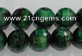 CTE1016 15.5 inches 14mm faceted round dyed green tiger eye beads