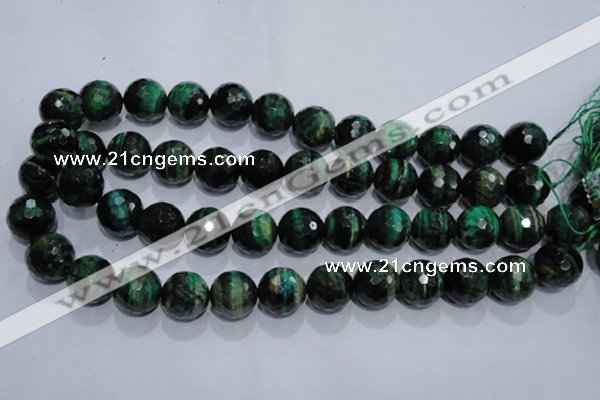 CTE1017 15.5 inches 16mm faceted round dyed green tiger eye beads