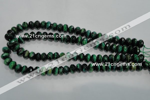 CTE1023 15.5 inches 8*12mm faceted rondelle dyed green tiger eye beads