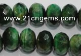 CTE1024 15.5 inches 10*14mm faceted rondelle dyed green tiger eye beads