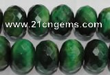 CTE1025 15.5 inches 12*16mm faceted rondelle dyed green tiger eye beads