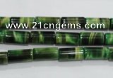 CTE1029 15.5 inches 6*12mm tube dyed green tiger eye beads wholesale