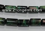 CTE1030 15.5 inches 8*14mm tube dyed green tiger eye beads wholesale