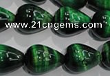 CTE1033 15.5 inches 15*20mm teardrop dyed green tiger eye beads