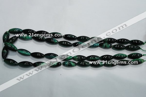 CTE1036 15.5 inches 8*18mm rice dyed green tiger eye beads