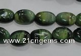 CTE1048 15.5 inches 10*14mm oval dyed green tiger eye beads