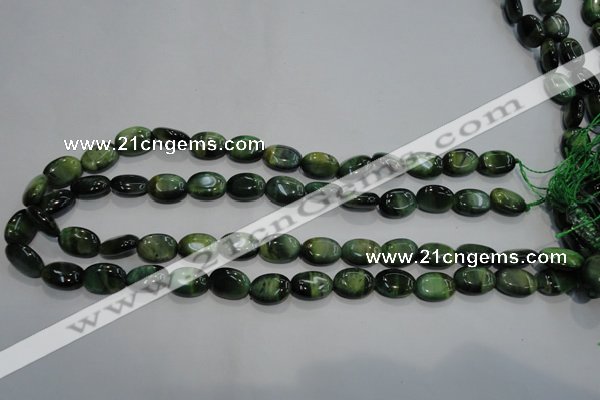 CTE1048 15.5 inches 10*14mm oval dyed green tiger eye beads