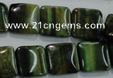 CTE1072 15.5 inches 15*15mm square dyed green tiger eye beads