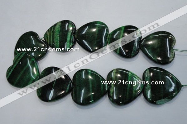 CTE1086 15.5 inches 40*40mm heart dyed green tiger eye beads