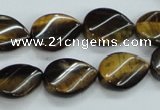 CTE109 15.5 inches 12*18mm twisted teardrop yellow tiger eye beads