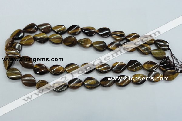 CTE109 15.5 inches 12*18mm twisted teardrop yellow tiger eye beads