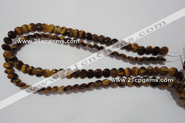 CTE1090 15.5 inches 10mm flat round yellow tiger eye beads