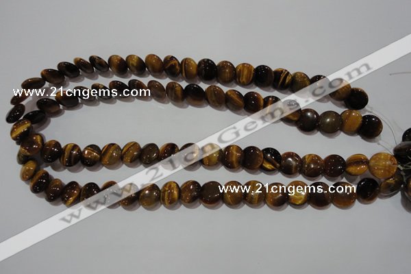 CTE1091 15.5 inches 12mm flat round yellow tiger eye beads