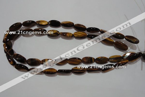 CTE1098 15.5 inches 10*20mm twisted & faceted oval yellow tiger eye beads