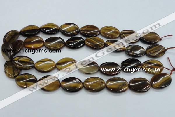 CTE110 15.5 inches 18*25mm twisted oval yellow tiger eye beads